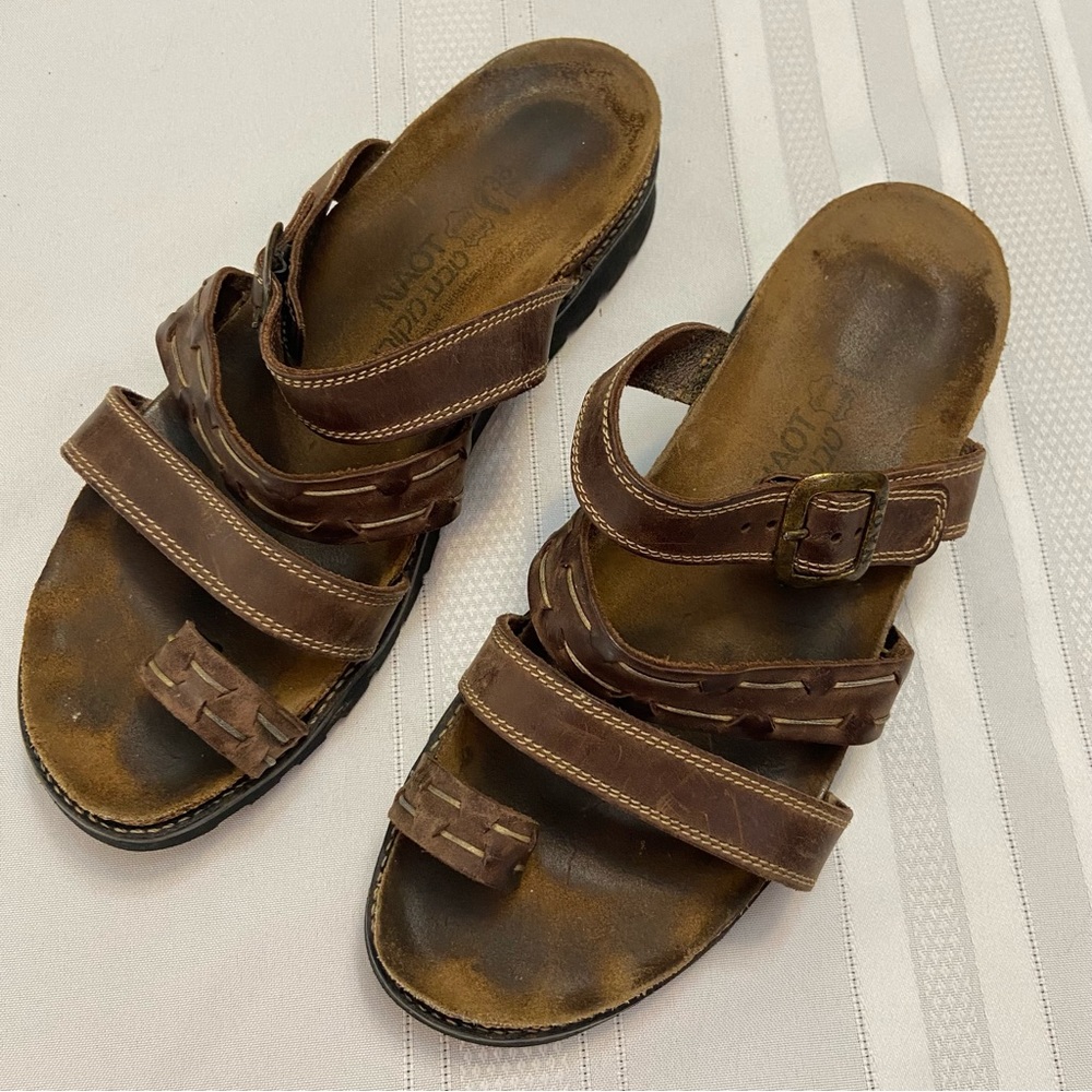 Genuine Leather Women’s Cork Footbed Sandals - Comfortable size 38 Approx 7.5US